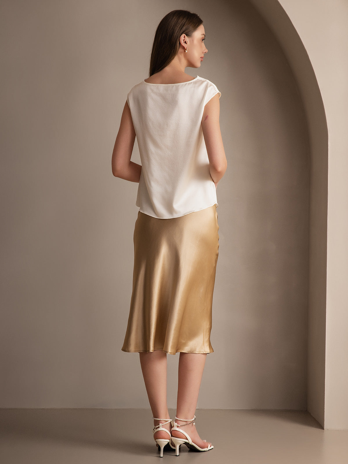[Champagne] SilkSilky-NO 19Momme Skirt 005