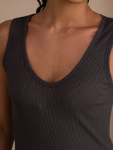 [Grå] SilkSilky-NO Sleeveless Deep V Neck Camisole Topp 005