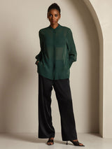 [Mørk Grønn] SilkSilky-NO Silke Womens Shirt 009