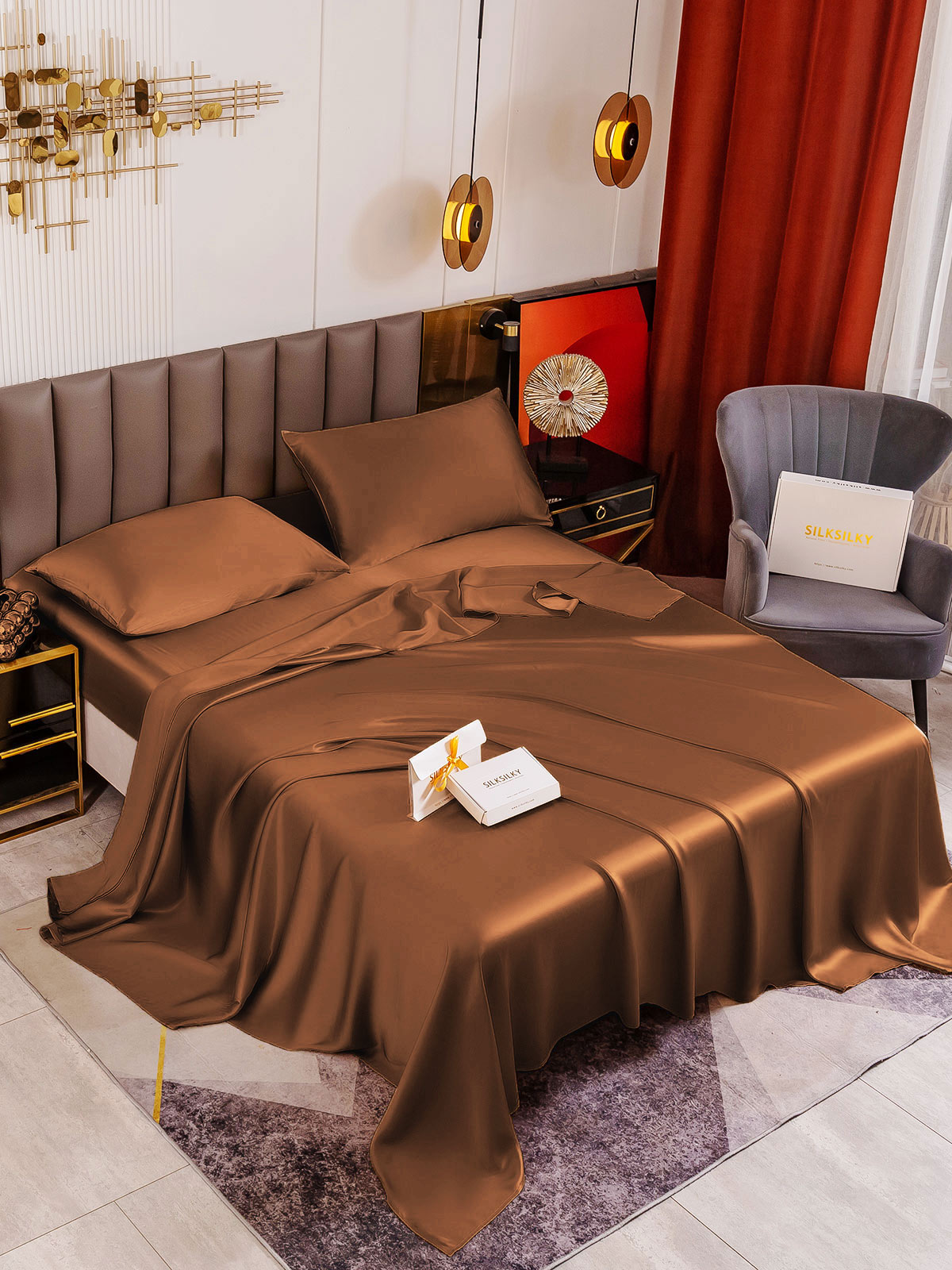 [Kaffe] SilkSilky-NO 19Momme Pure Silk Bedding Set 001