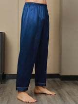 [Mørke blå] SilkSilky-NO Mens Sleep Bottoms 005,