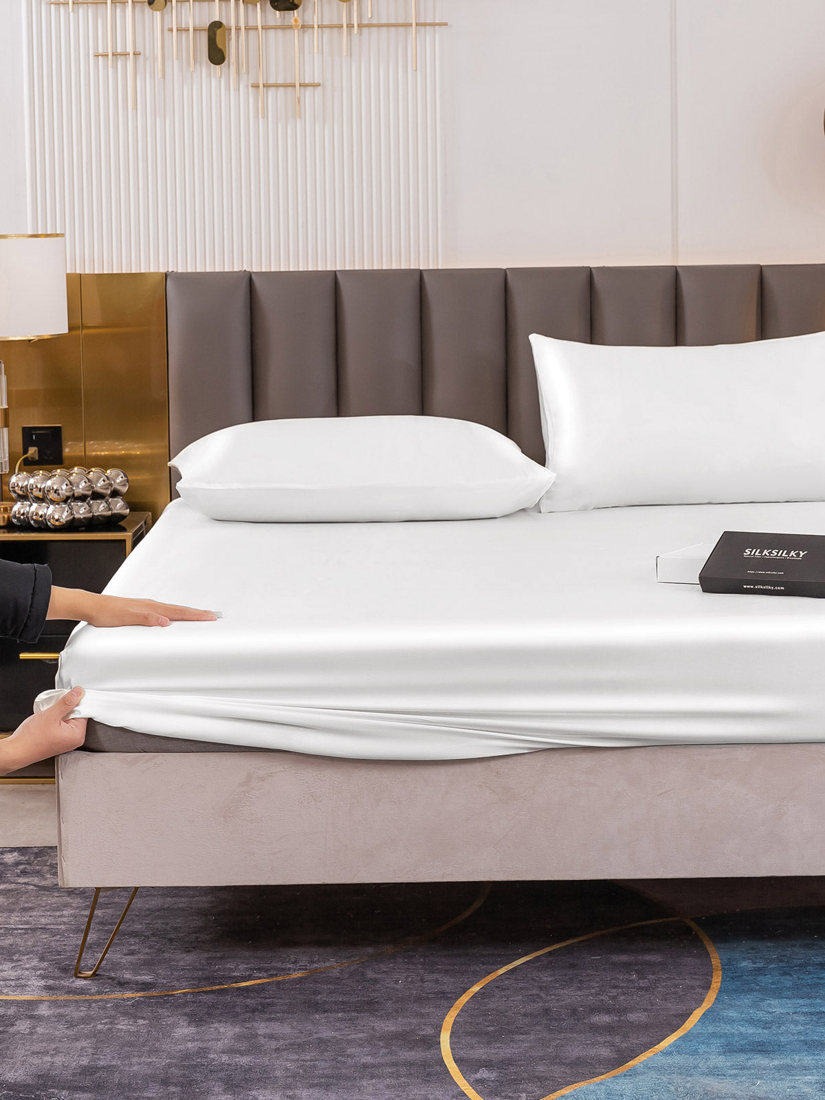 [Hvit] SilkSilky-NO 19Momme Bedding Set 006