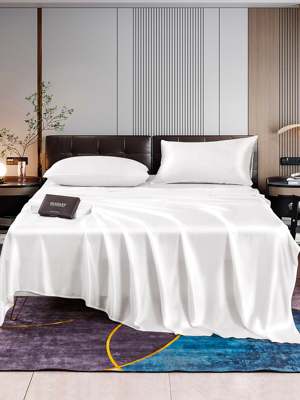 [Hvit] SilkSilky-NO 22Momme Bedding Set 001