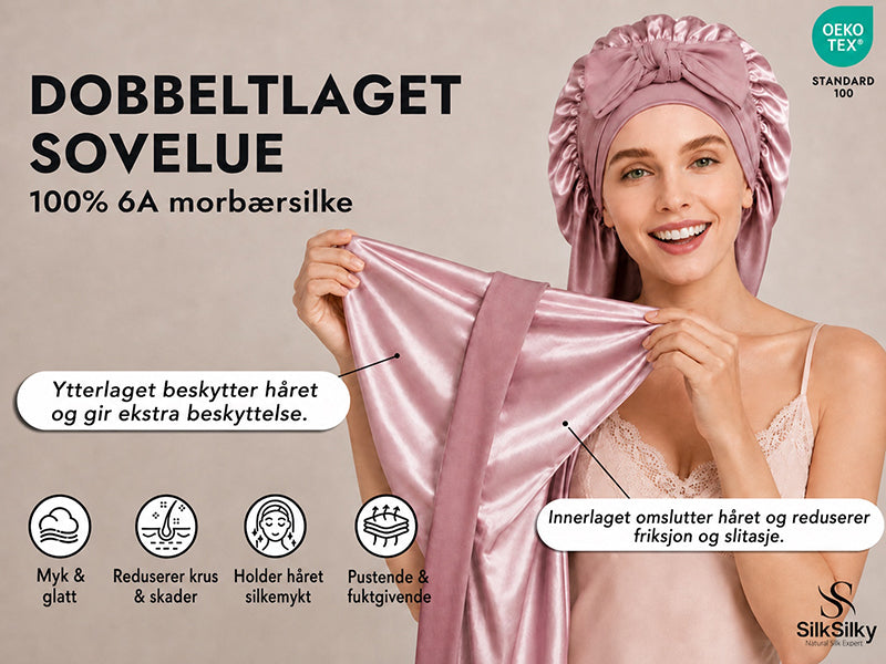 Lang Dobbeltsidig Sovelue I 100 % Morbærsilke Med Justerbart Langt Knytebånd - Detail 1