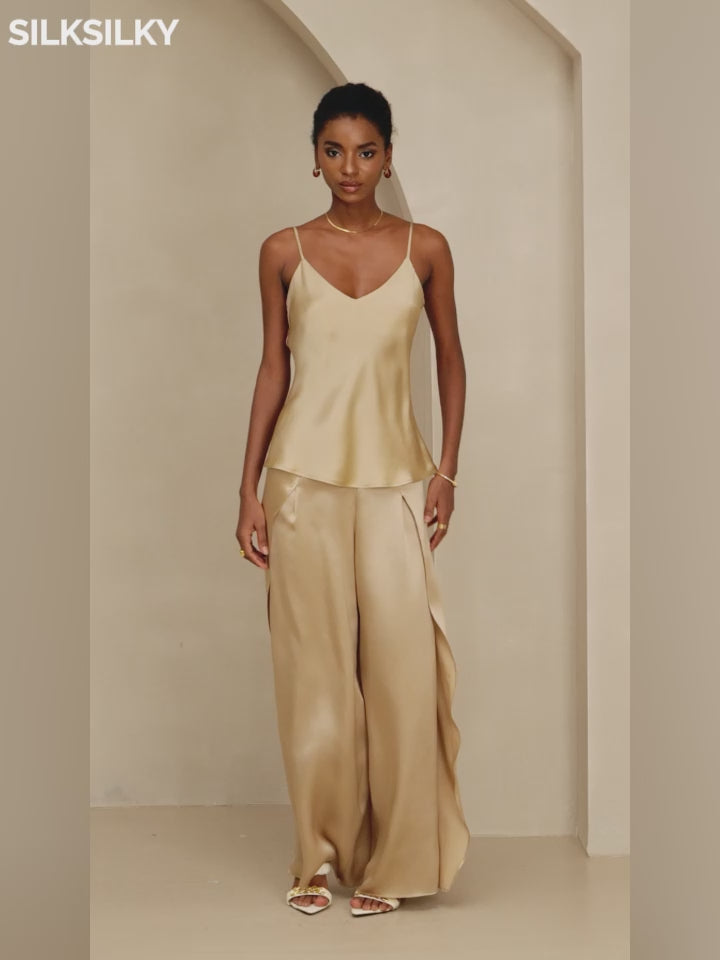 SilkSilky-NO V-Hals Camisole Topp video 001
