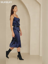 SilkSilky-NO 19Momme Spaghetti Stropp Skjerf-Krage Camisole Topp video 001