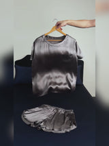 SilkSilky-NO Short Sleeve Round Neck Pyjamas for Kvinner video 001