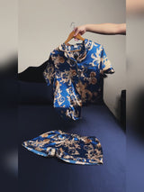 SilkSilky-NO Short Sleeve Lapel Collar Pyjamas for Kvinner video 001