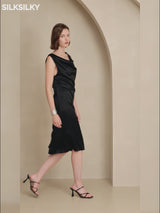 SilkSilky-NO Sleeveless Cowl Neck Kjole video 001