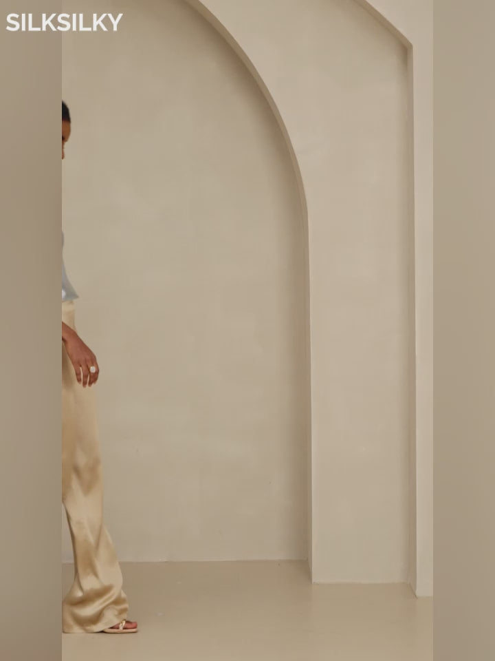 SilkSilky-NO 19Momme Silke Womens Pants video 001