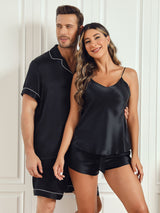 [Svart] SilkSilky-NO Pure Silk Short Sleeve Couple 003