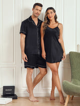 [Svart] SilkSilky-NO Pure Silk Short Sleeve Couple 003