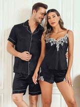 [Svart] SilkSilky-NO Pure Silk Short Sleeve Couple 001