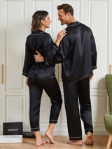 [Svart] SilkSilky-NO Pure Silk Long Sleeve Couple 002